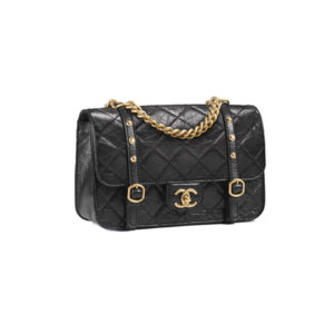 Chanel Flap Bag Gold Tone Metal Black