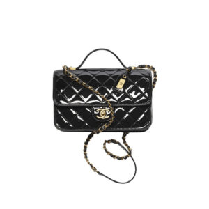 Chanel 22k Small Flap Bag With Top Handle Black