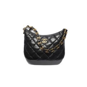 Chanel Hobo Handbag Lambskin Black