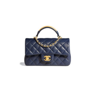 Chanel Mini Flap Bag With Top Handle Navy Blue